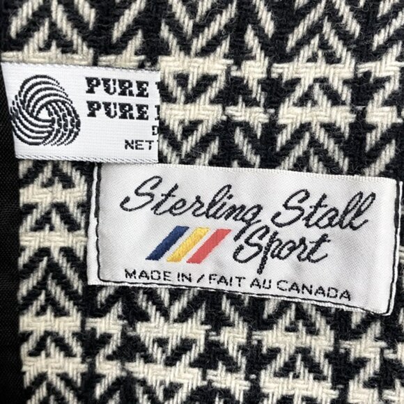 Vintage Sterling Stall Sport Black White Plaid Virgin Wool Oversized Blazer M - Picture 3 of 16
